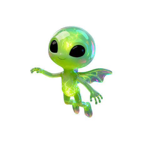 Alien divertido flutuando