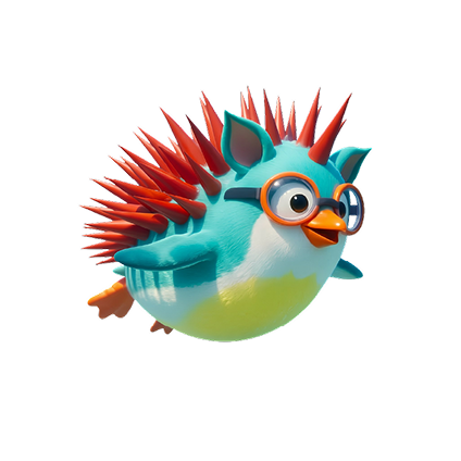 Baiacu com óculos flutuando